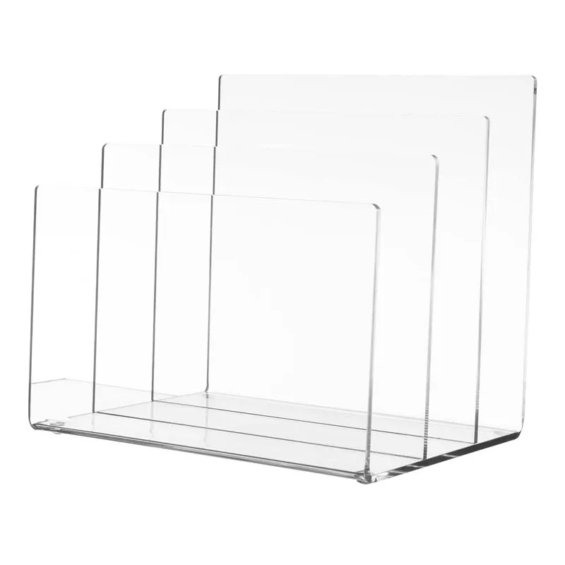 Clear Acrylic Desktop File Holder 3 Sections File Sorter Desk File Organizer Mail Letter Storage Rack Multilayer Expanding Box