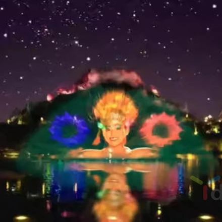 Musical Dancing Floating water screen laser movie fountain For Projector