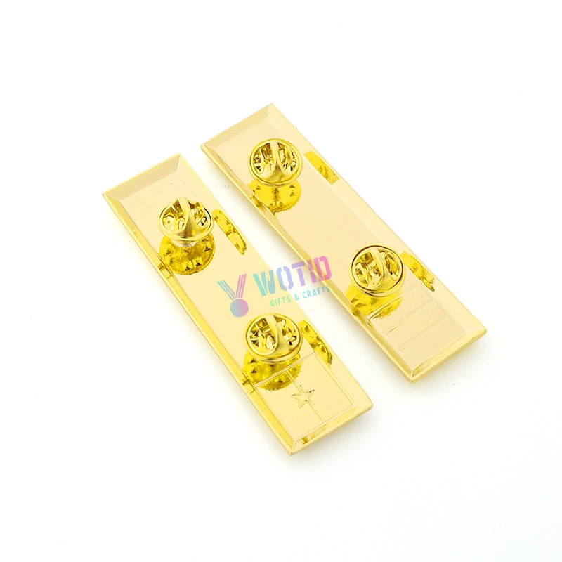 Factory high-end customized shiny gold national flag badge rectangular exquisite and unique lapel pin metal brooch