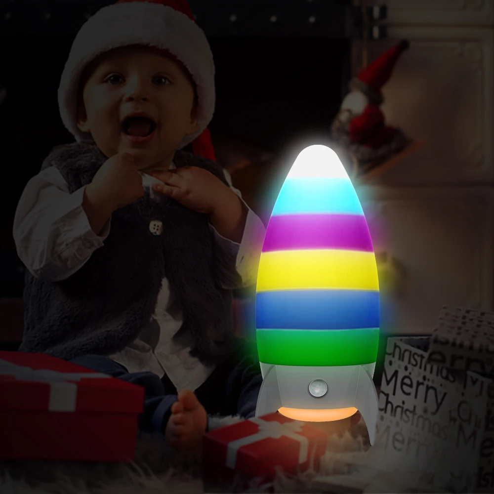 Creative Gift High Quality Small Rocket Table Lamp  Kids Rainbow Rocket Night Light Lamp