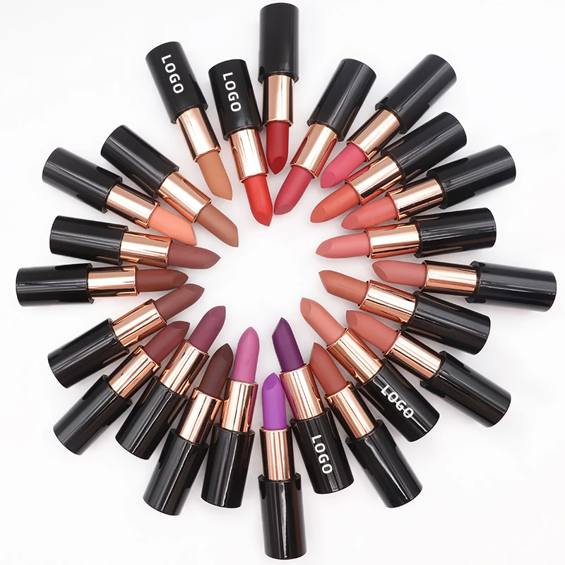Ochain Lipsticks Customized Cosmetic OEM Vegan Wholesale Makeup Custom Lipstick 24 Colors Matte Lipstick Private Label