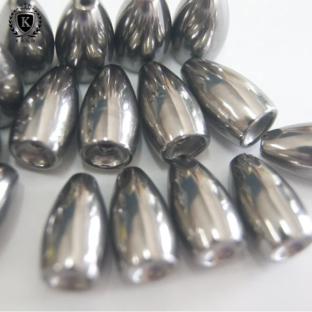 FW-FL-A008 environmental tungsten worm sinker 1/2oz 14g Flipping weight silver high polish Tungsten Fishing Weights