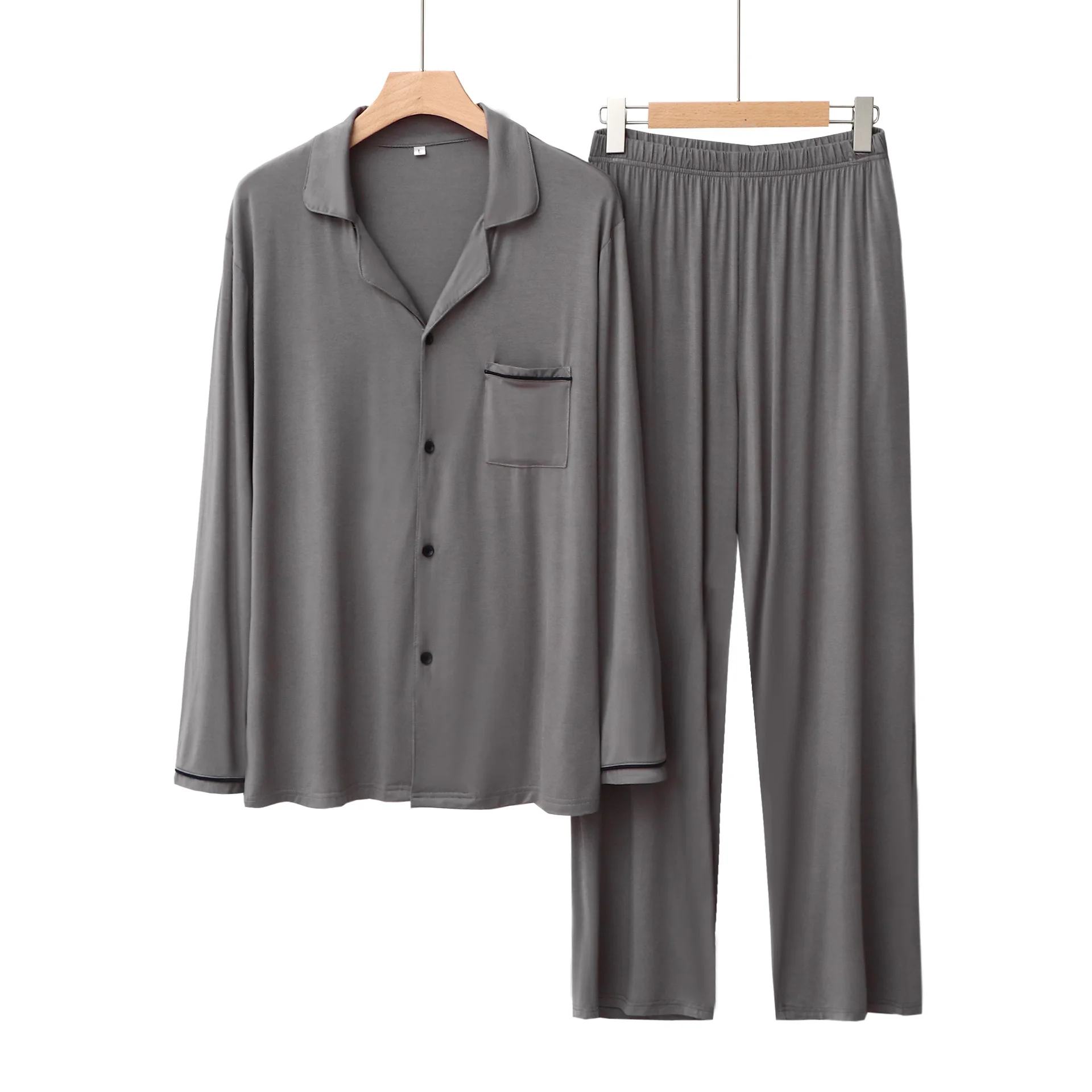 Aoyema Women Home Wear Clothing Long Sleeve Pajamas Sets Nightgown Sleepwear Solid Casual Nightwear Female Lapel Pyjamas