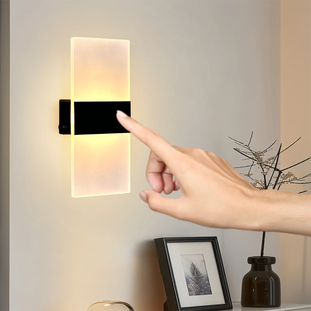 Acrylic Rectangular Rechargeable Wall Lamp Up Down Dimmable For Hallway Stairs Bedroom Bedside LED Magnetic Wall Lamp