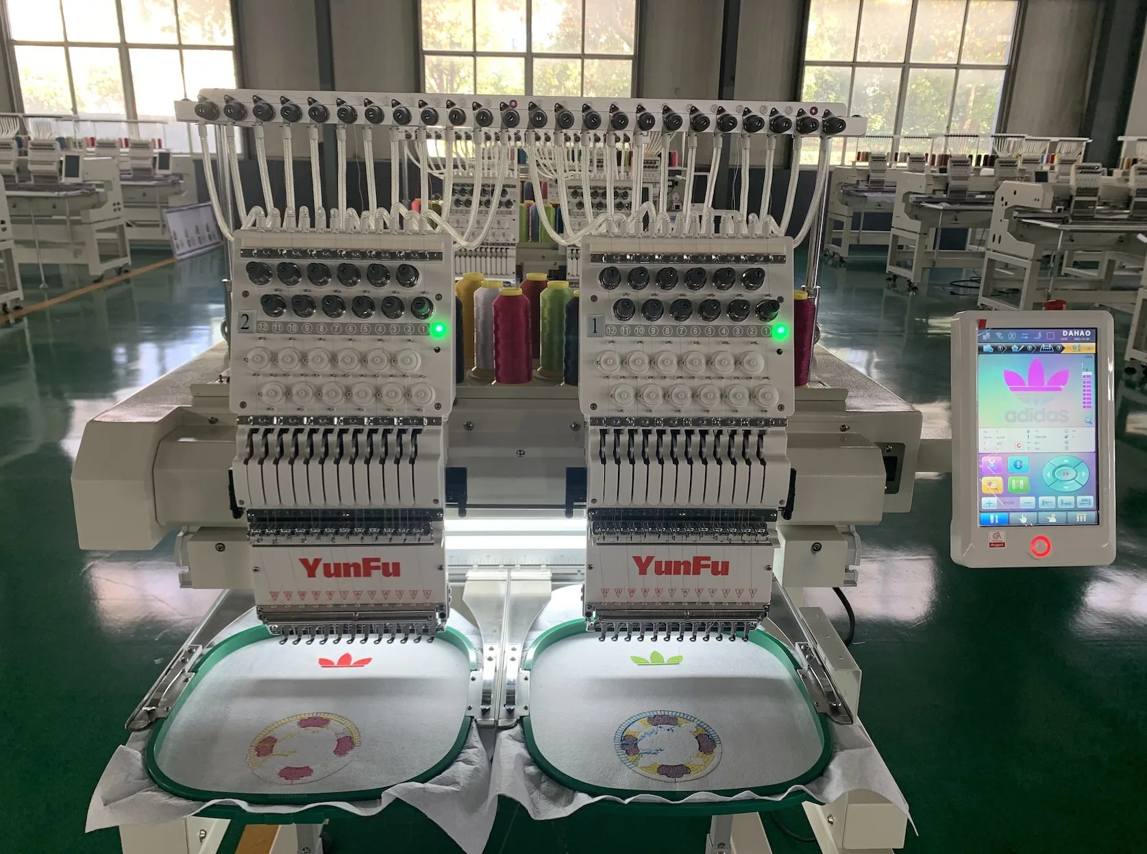 YunFu 2 heads 12 15 needles t shirt embroidery machine hsw janome embroidery sewing machine
