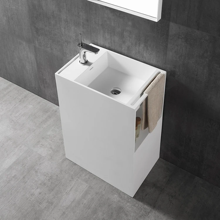 Wholesale bathroom furniture pedestal wash basin/ black bathroom solid surface sink stand Z20-1
