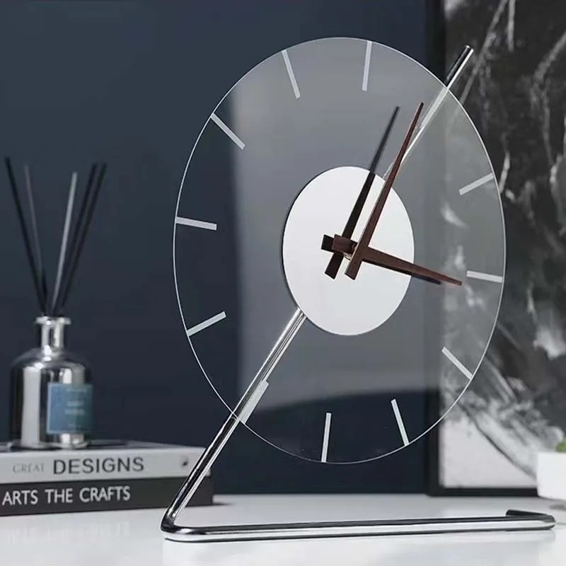 Simple Modern Acrylic Metal Clock for Bedroom Living Room Clock Ornaments