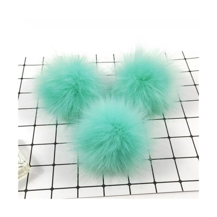 Fluffy wholesale faux fox animal fur pompoms Fluffy faux raccoon fur pompom ball for shoes