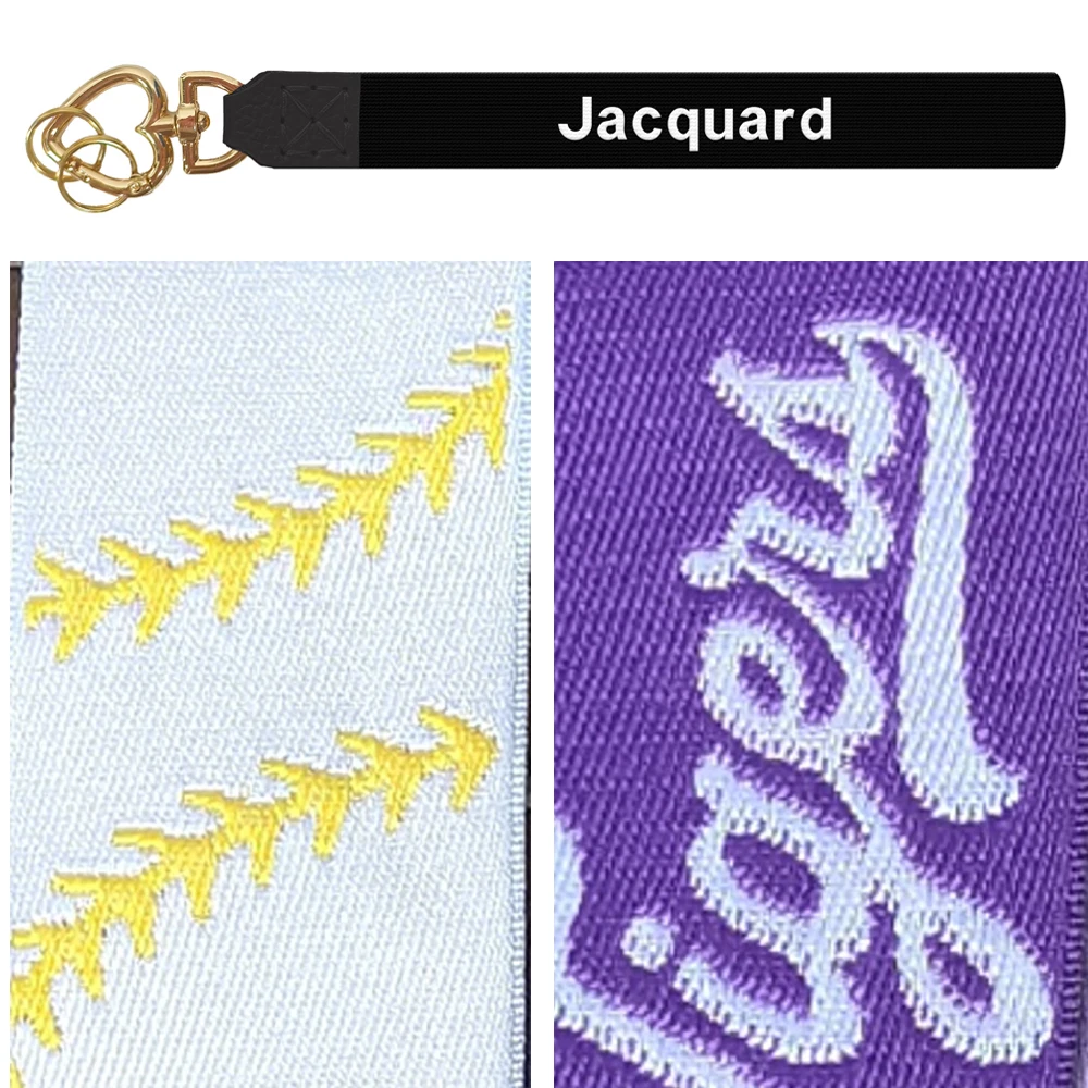 Custom Logo Nylon Fabric Webbing Jacquard Hand Rope Wristlet Lanyard Short Long Keychain for Bracelet