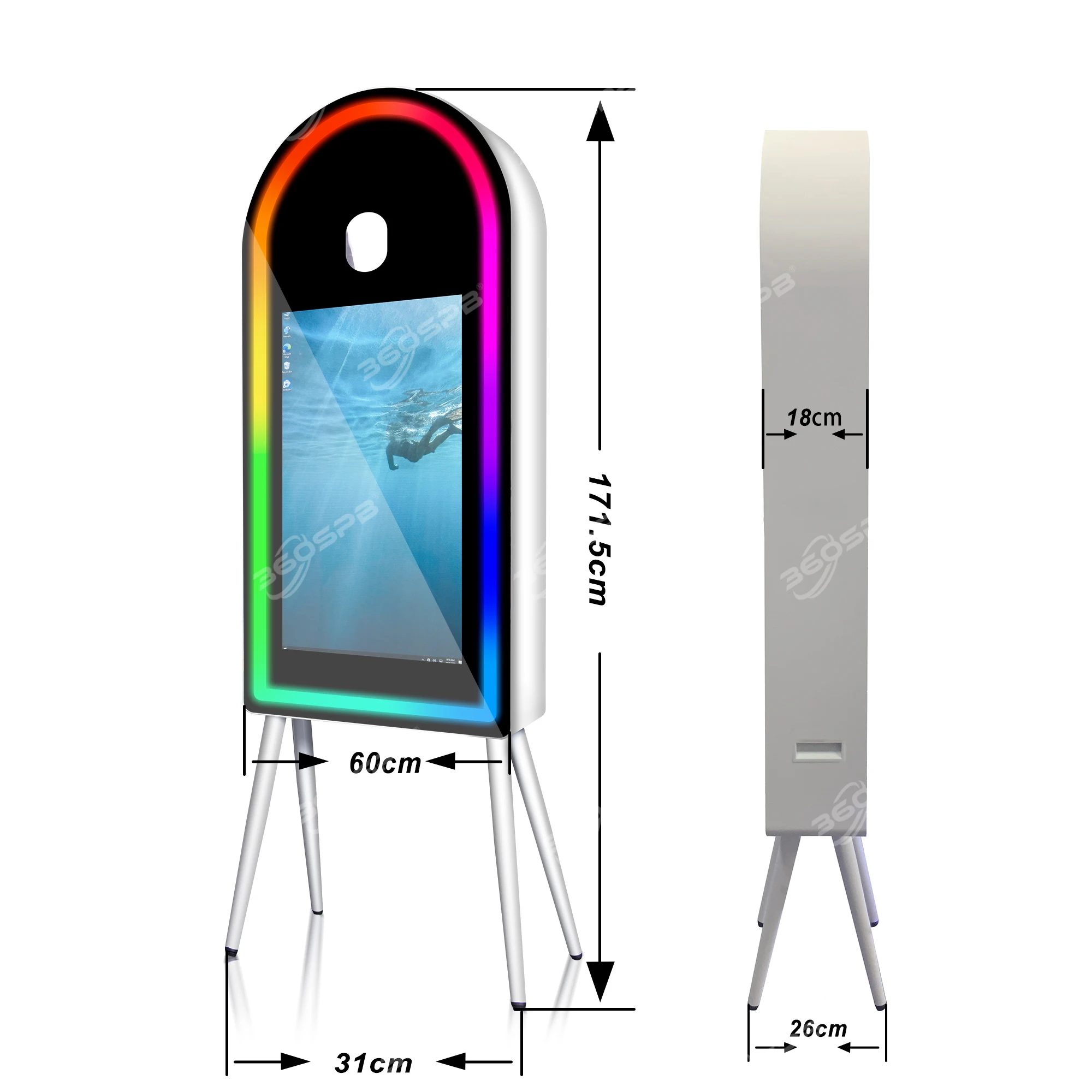 360SPB M10B 55 inches selfie mirror photbooth portable touch screen magic mirror photo booth for wedding with camera printer