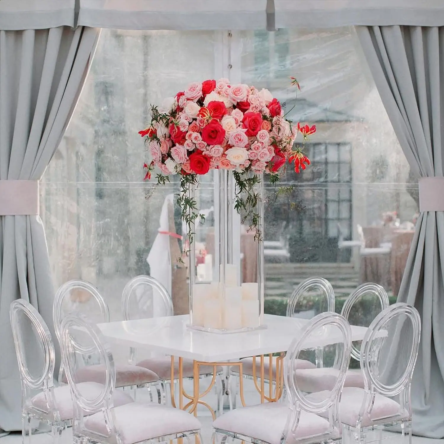 Acrylic Flower Stand Acrylic Display Tall Vases for Wedding Event Party Props, Home Decor