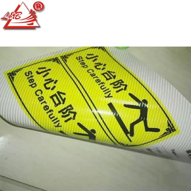 Diagonal PVC Cold Laminating Film Roll, Wet Floor Caution Sign, Graphic / Poster Protection Vinyl Film