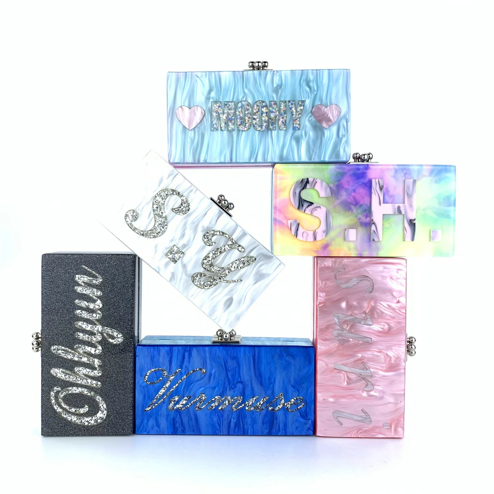 
OC4245 High Quality Handmade Acrylic Bag Customized Ladies Clutch Bag Acrylic 