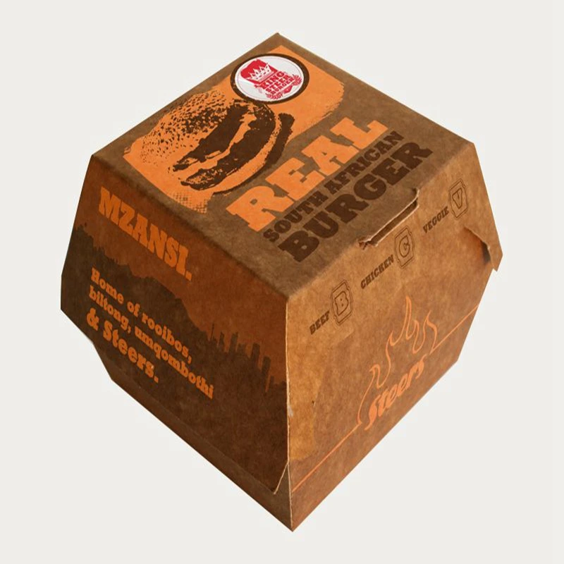 Burger Box Custom Printed Foldable Cardboard Hamburger Packaging Paper Burger Box