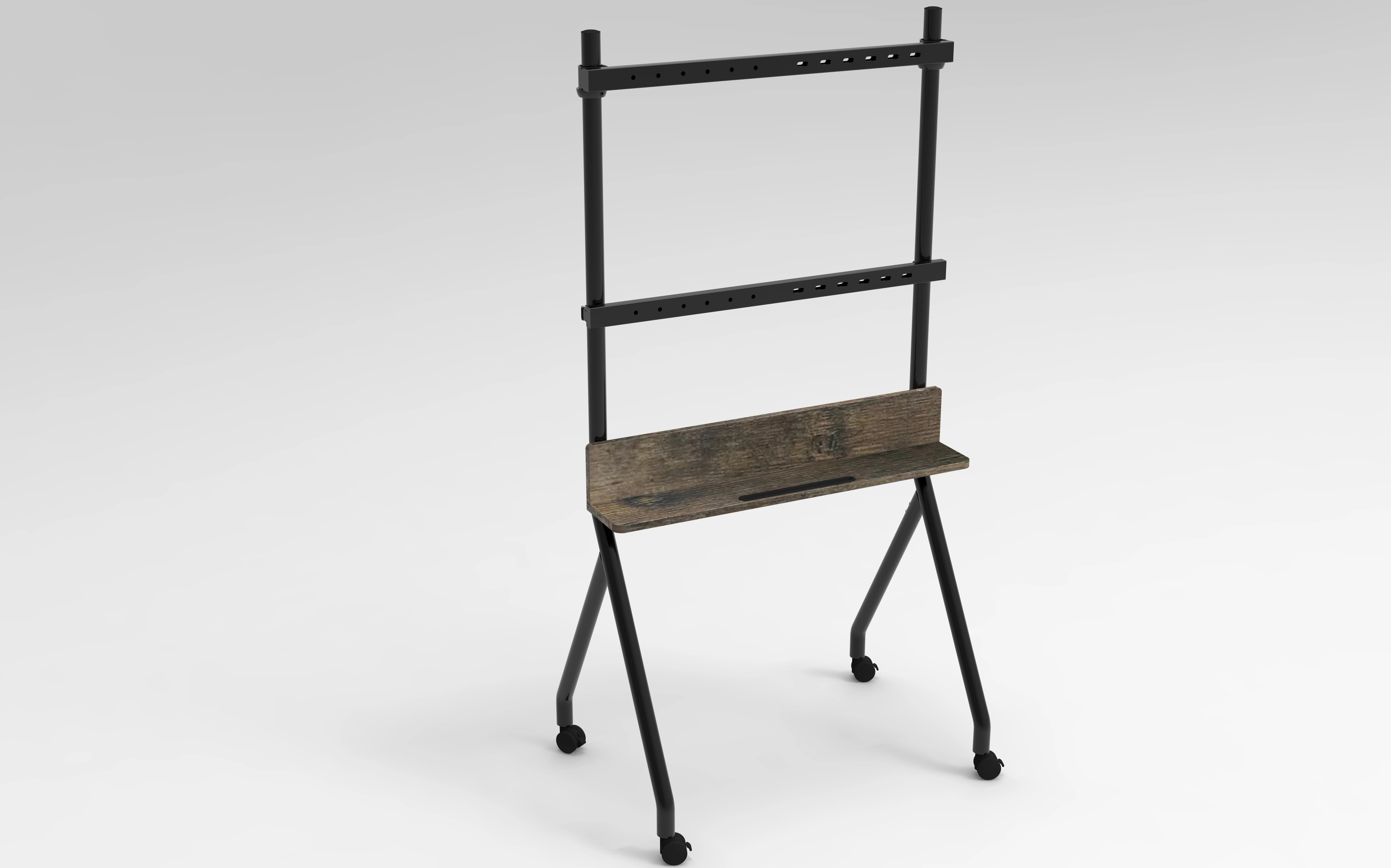 Factory Made Mobile Corner TV Stand 55-86inch Rolling TV Cart Floor Stand with Mount  Wooden Storage Shelves Collector Series