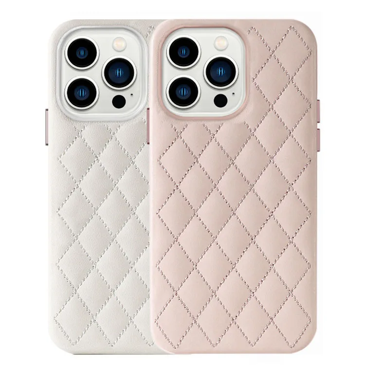 Wholesale Custom White Leather Cell Phone Case For Girls Smart Phone iphone 13 pro max Carcasas iphone 12 Pure Leather Case