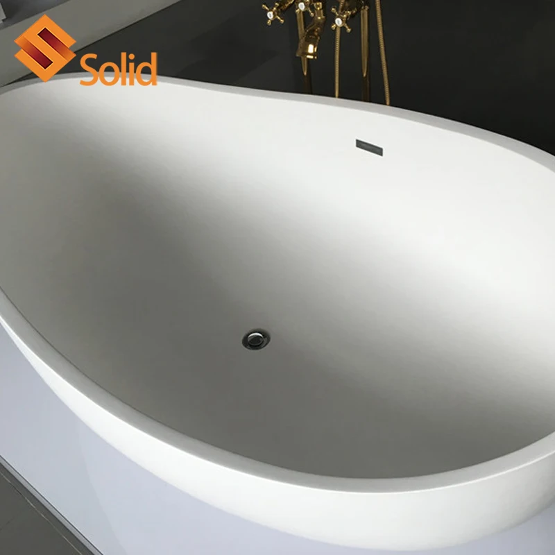 Solid surface bathroom bathtub Artificial Stone Acrylic Solid Surface Freestanding Oval Bathtub