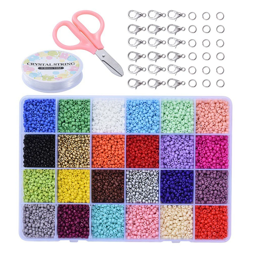 24XC01 2/3/4mm 24grids Glass Seed Beads Charm Crystal Spacer For Jewelry Making Rings DIY Handmade