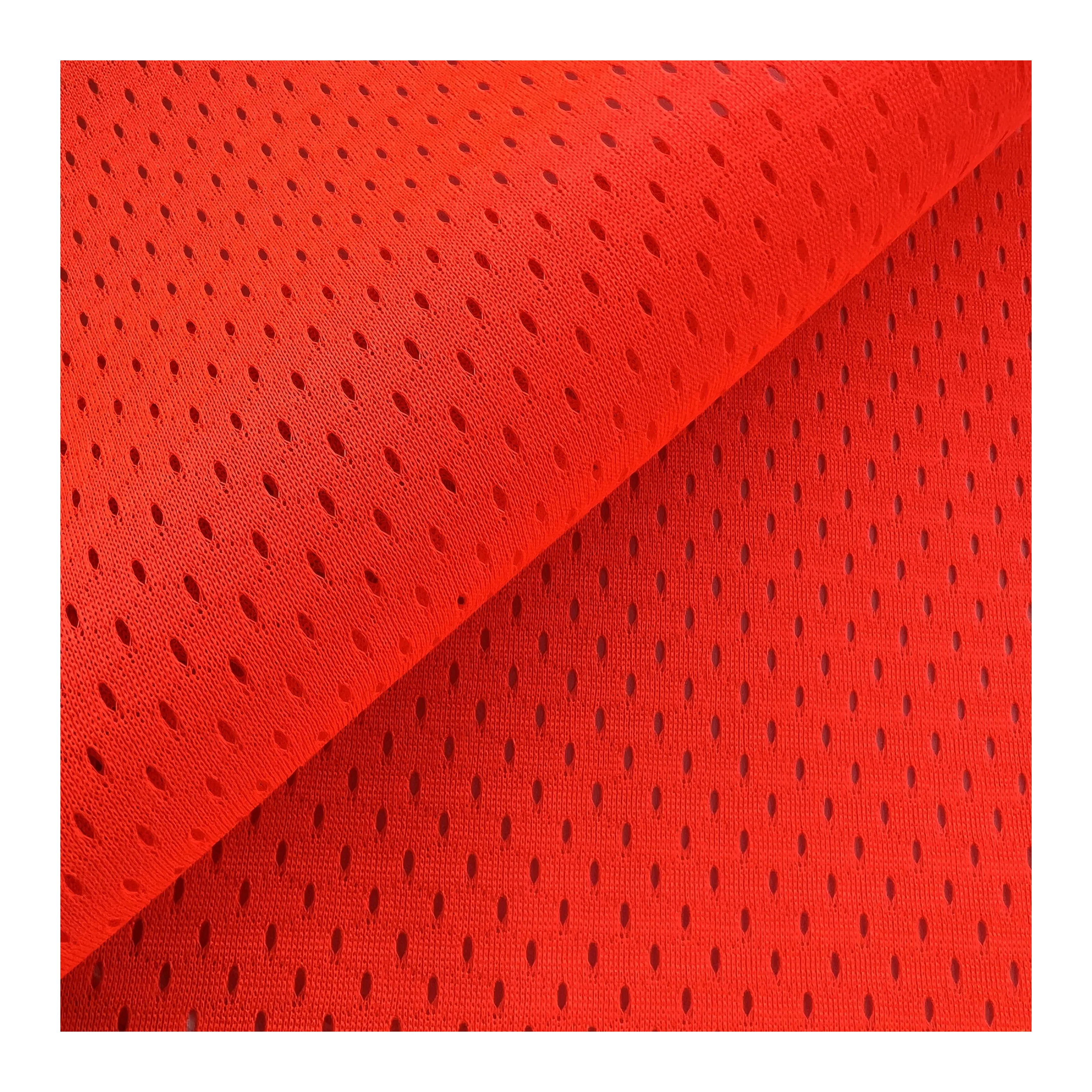 Hot Sell Knitted Polyester Fluorescent Orange Mesh Fabric For Reflective Safety Vest