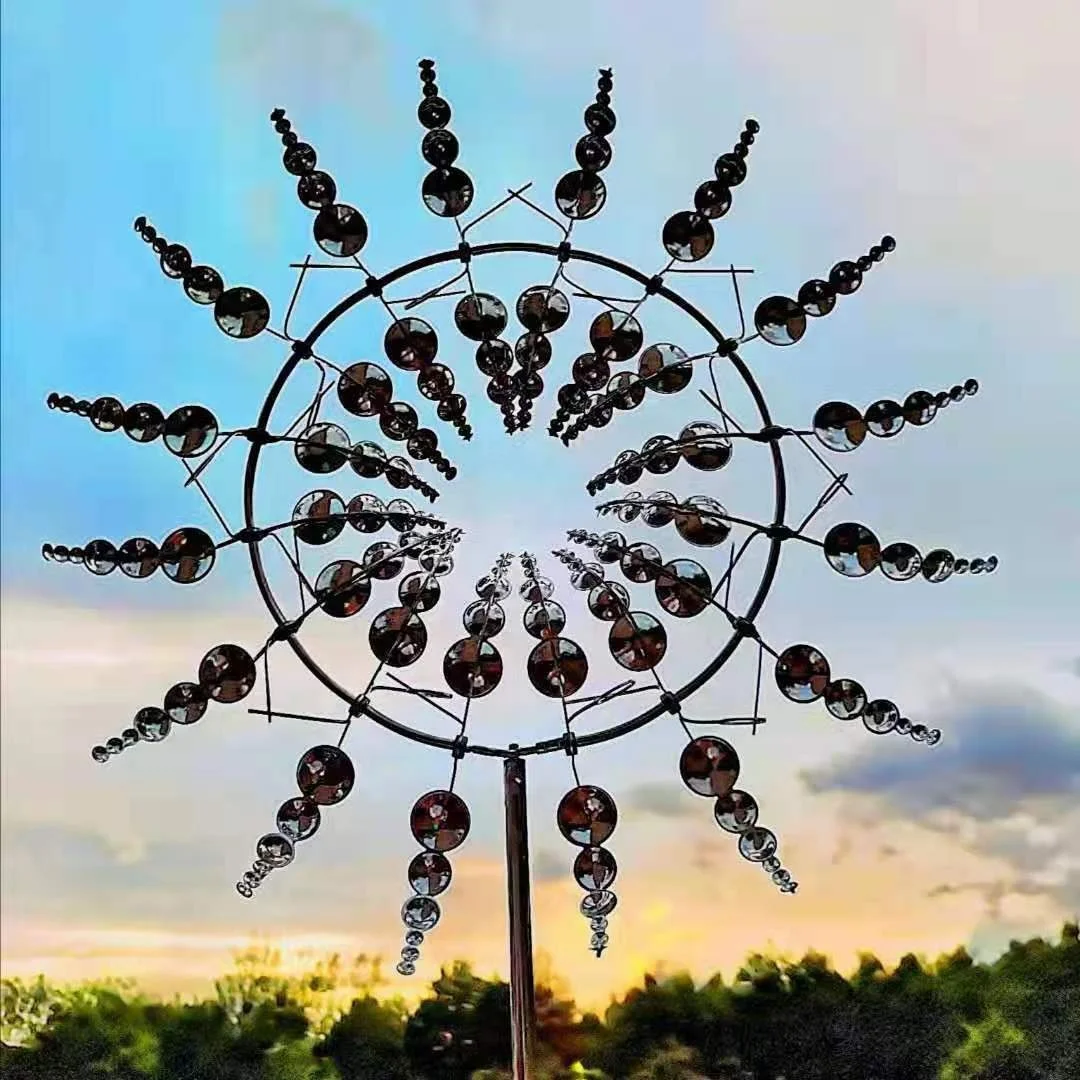 metal wind spinner Peculiar Wind Kinetic Energy Art Windmill 3d Vertical Axis Windmill Outdoor Garden Ornament Metal Windmill