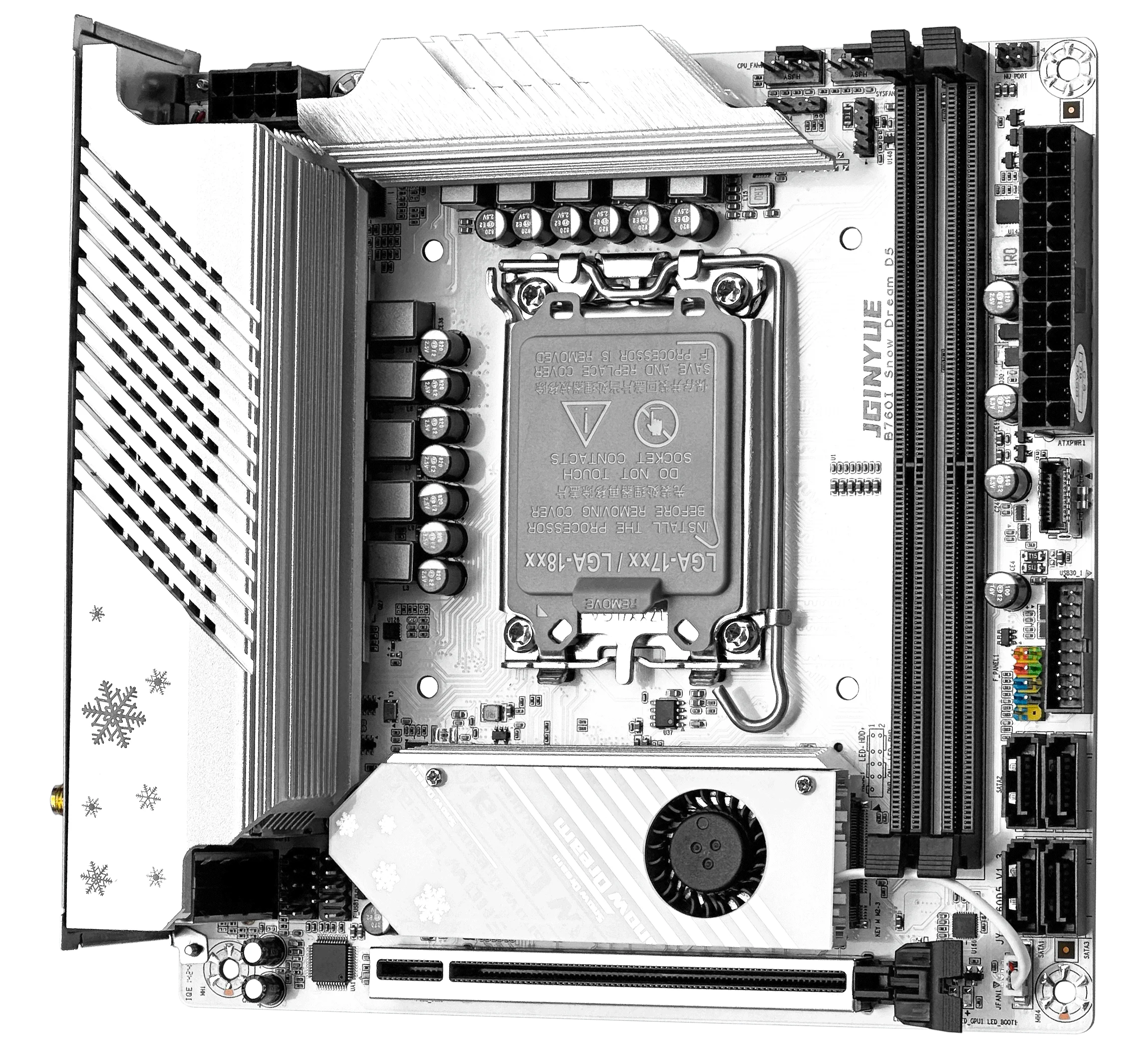 JGINYUE B760I Snow Dream DDR5 игровая материнская плата высокоскоростной двойной интерфейс M.2 64G LGA 1700 Mini ITX PC материнская плата