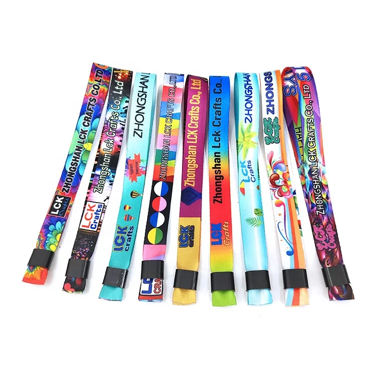2024 Custom Cloth Event Ticket Wristband Sublimation Printed Polyester Fabric Festival Wristband