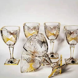 Arabic Hot Sale Fashion Vintage Style Colored Gold Painting Lead-Free Crystal Glassware Cocktail Cup Glass Goblet