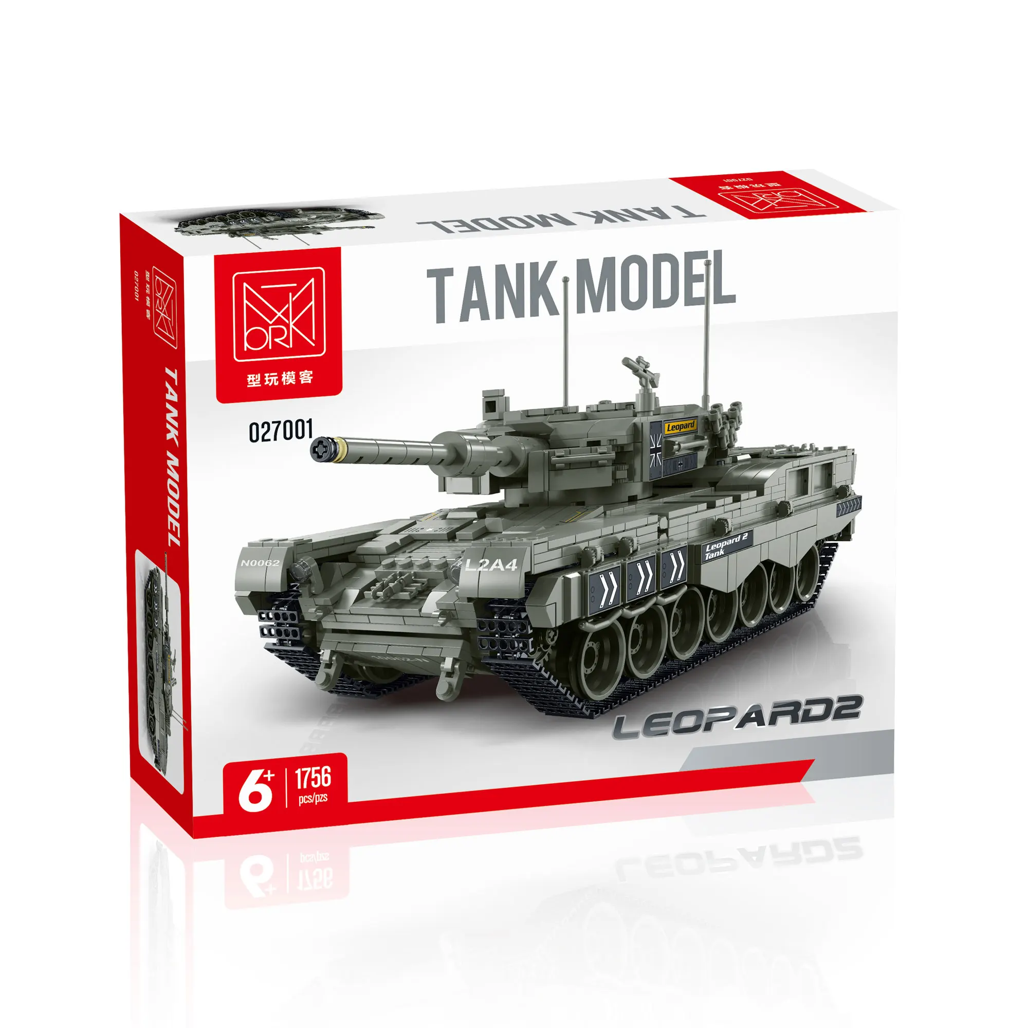 Mork 027001 Leopard 2 Military Tank Model DIY Assembled Bricks Model Armored tanks Building Blocks Toys for kids