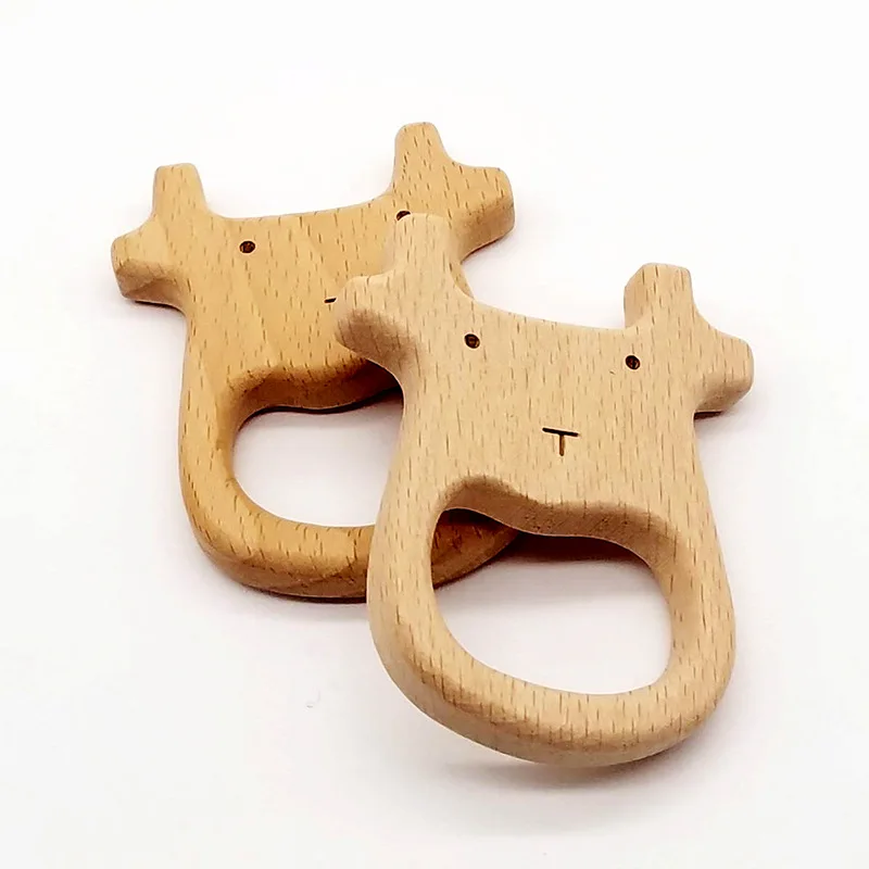 Горячая Распродажа, детский деревянный Прорезыватель для зубов в форме животного из бука