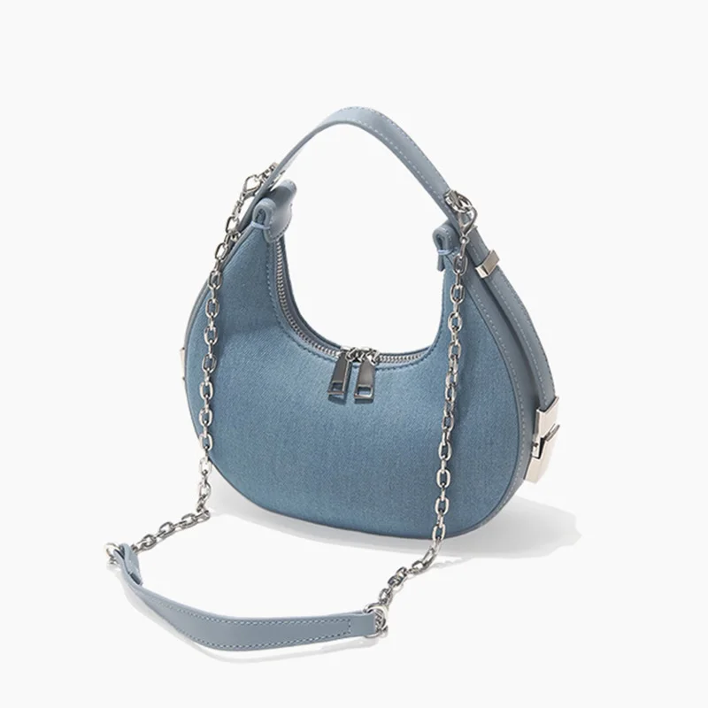 Manufacturer Guangzhou Leather Bag Australia Designer 2021 Half Moon Shoulder Chain Bag Pu Leather Large Hobo Bag