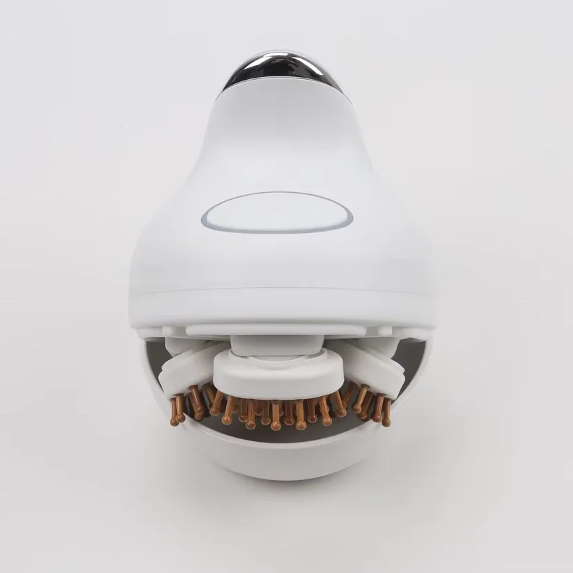 Wholesale Handheld Electric Head Massager with Natural Bamboo Wood Silicone Massage Heads