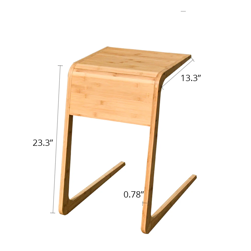 C Type Bamboo Stable Snack Coffee Table for Bed Sofa Side Children Study Tables