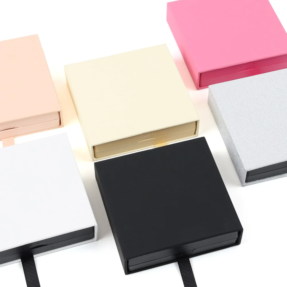 Personalized Custom Logo Square Paper Gift Boxes with Clear Plastic Tray for Packing Press on Nails Eyelash and Jewelry