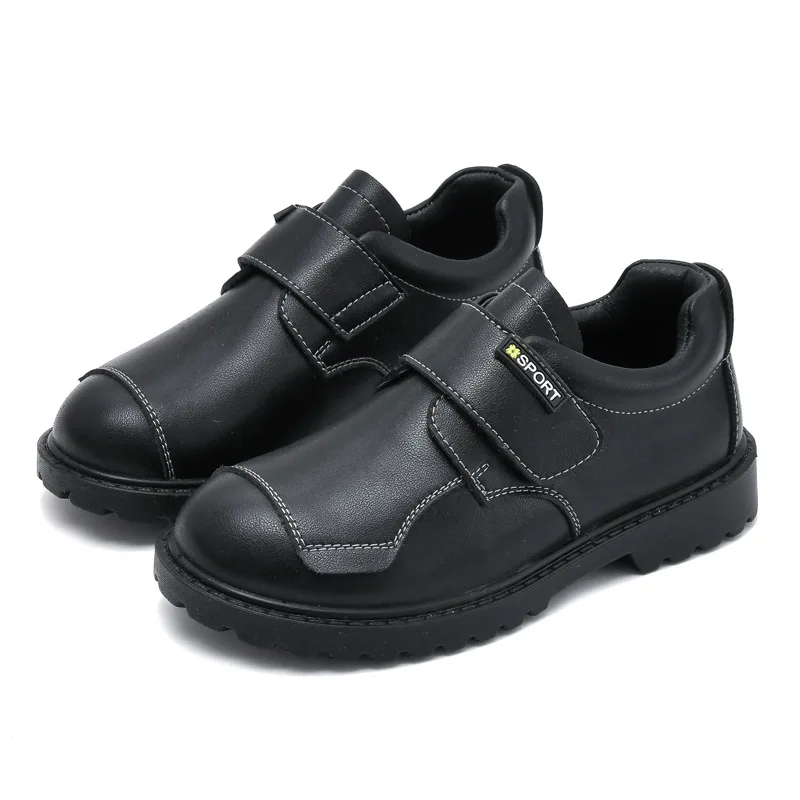 G003 Hot Sale Large Size Customized Children Black Leather Dress Shoes Boy Kids Uniform Stock Shoes Back to School Shoe for Boys