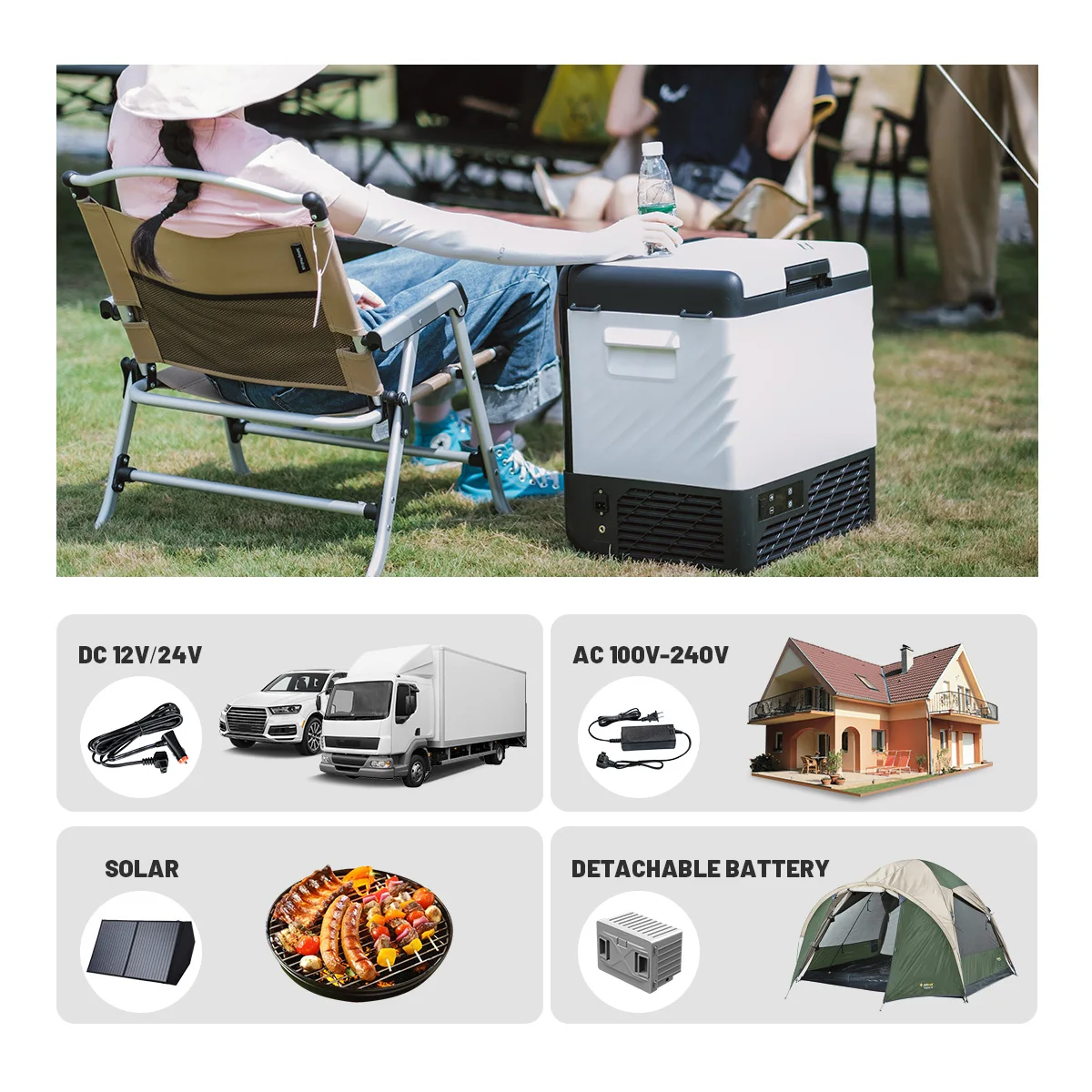 P22 Alpicool Solar Fridge Freezer combo Battery power mini Refrigerator for bar DC compressor Compact Camping Electric Cooler