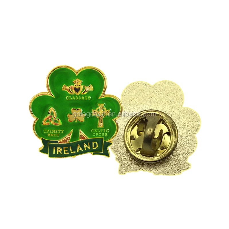 Сувенирный значок Shamrock Leaf Ireland Ирландский Счастливый клевер мягкая эмаль металлические нагрудные булавки на заказ