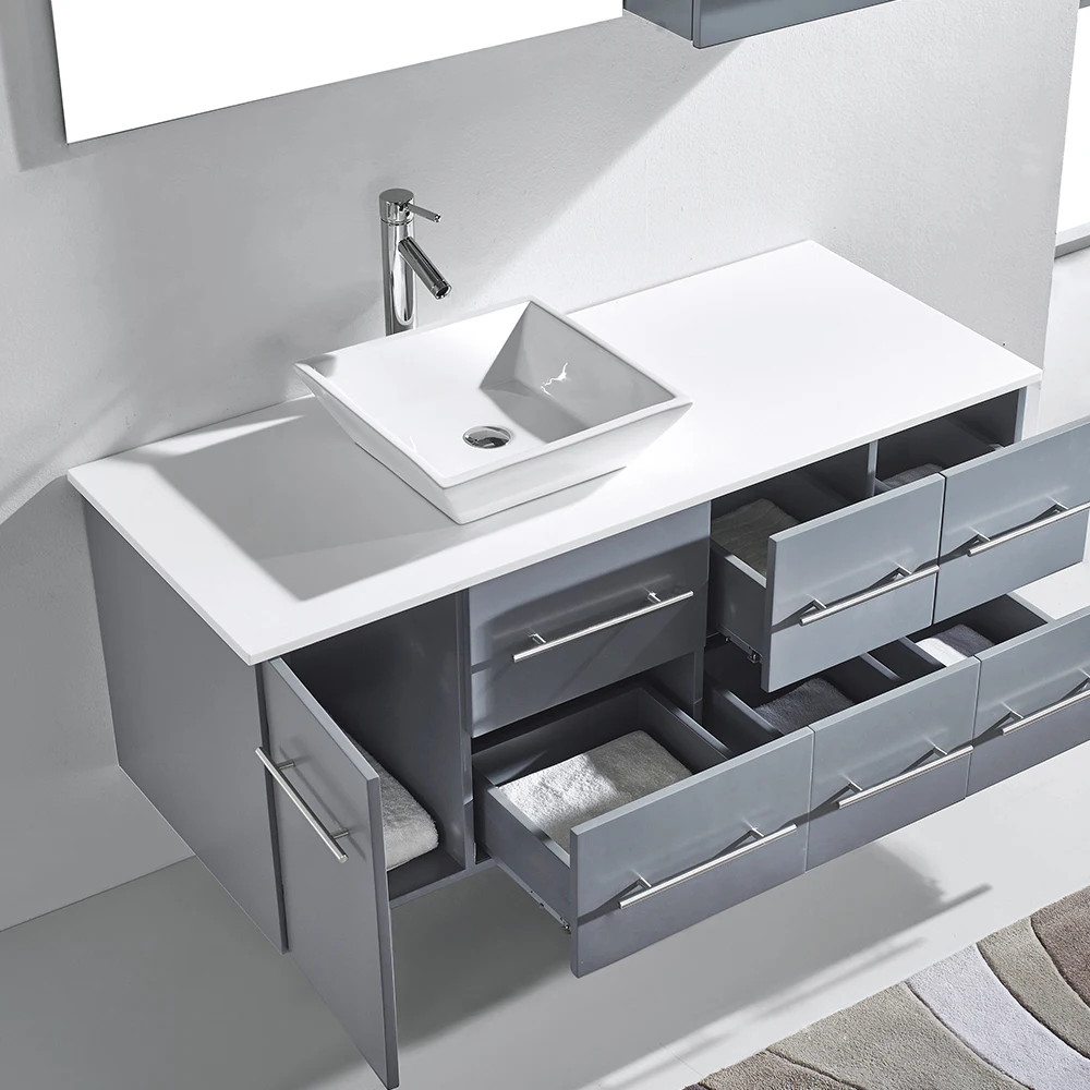 Aqua Gallery Custom Modern Bathroom Vanities Wall Hung Solid Wood Cabinets Bathroom Cabinets