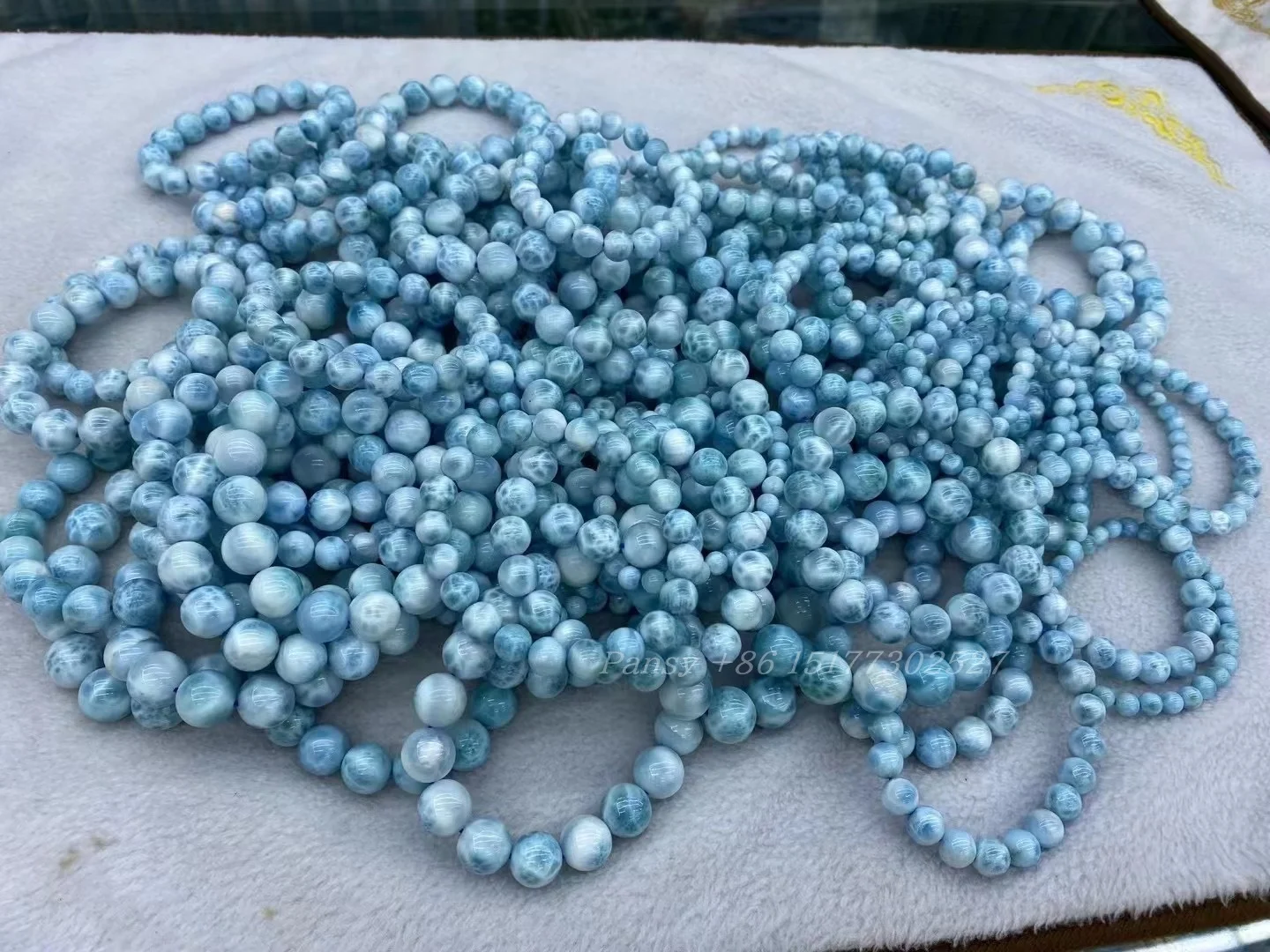 Wholesale High Quality Blue Color Larimar Stone Natural 6mm 8mm 10mm Larimar Bracelet