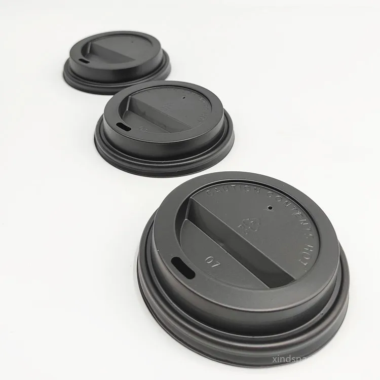 Plastic lid cover for coffee paper cup disposable black cover for hot drinks cup