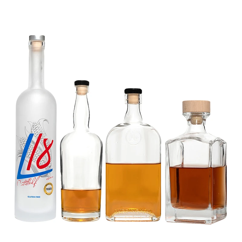 Glass Bottle Manufacturer Custom Empty Crystal Glass Wine Bottles 500ml 750 ml empty liquor glass bottle