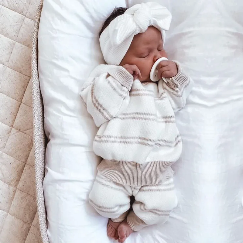 Baby sweater set autumn baby bottom pullover round neck autumn winter knit sweater two-piece set