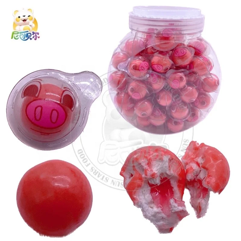 Variety Design Oem Wholesale Halal Fruity Custom Chewing Bubble Gum Ball With Jam