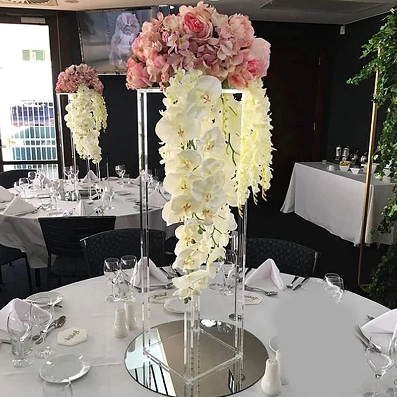Custom Clear Acrylic Wedding Table Centerpiece Flower Stand Column Backdrop Display Rack Wedding Decoration Acrylic Flower Stand