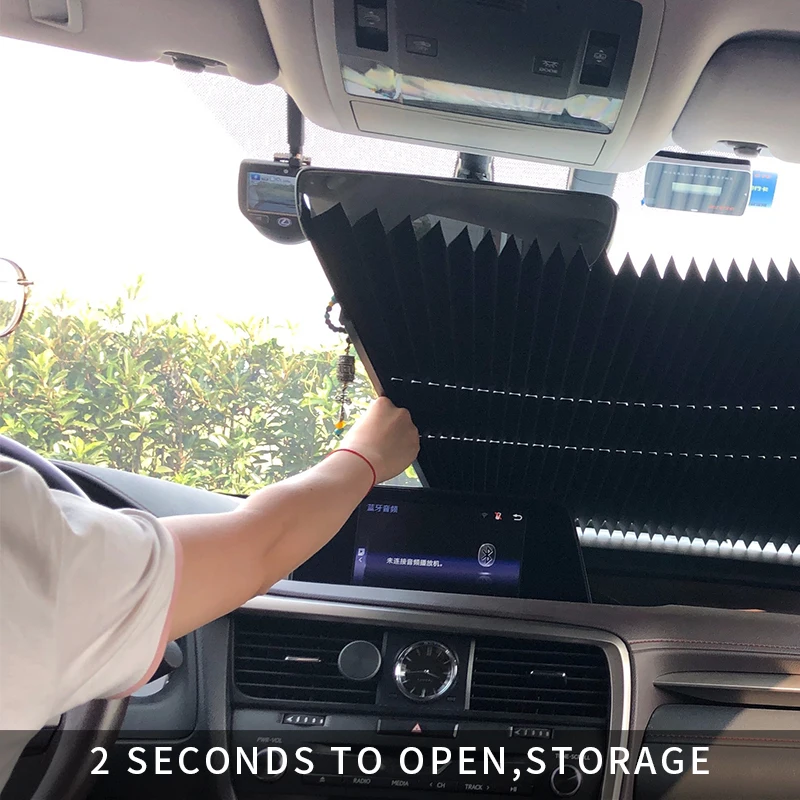 
Retractable Foldable Car Sun Shade Front Rear Cover Visor Of Windshield Window Blinds Sunscreen UV Block Sun Protector 