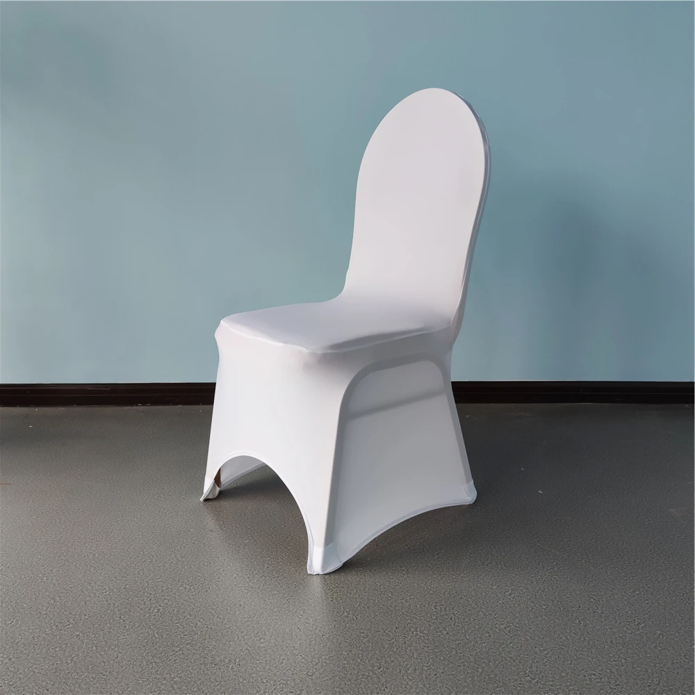 Cheap white universal arch front stretch spandex banquet chair slipcovers 100 white chair covers for wedding
