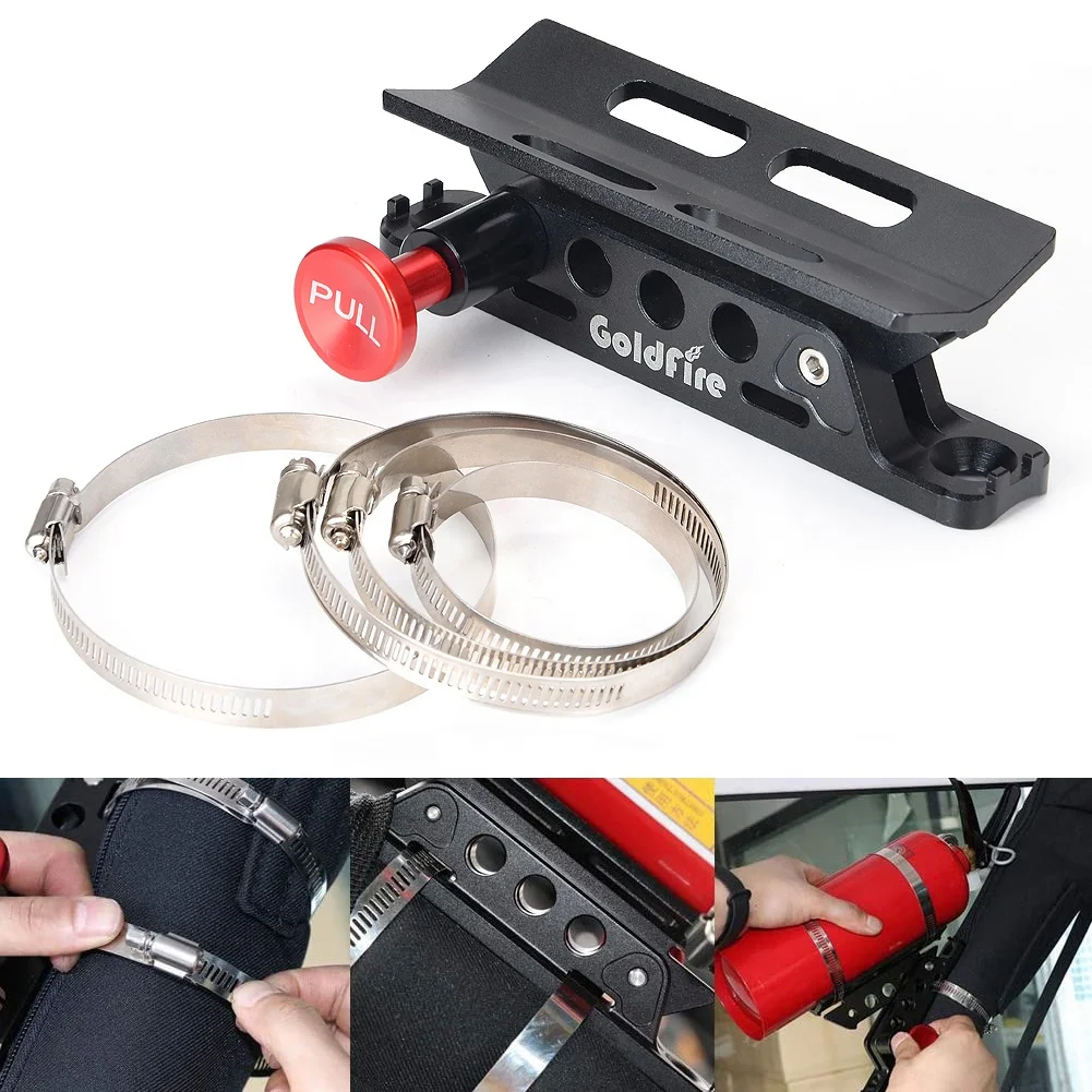 Goldfire Universal Aluminum Vehicle Adjustable Quick Release Roll Bar Fire Extinguisher Mount Holder Brackets for Car UTV