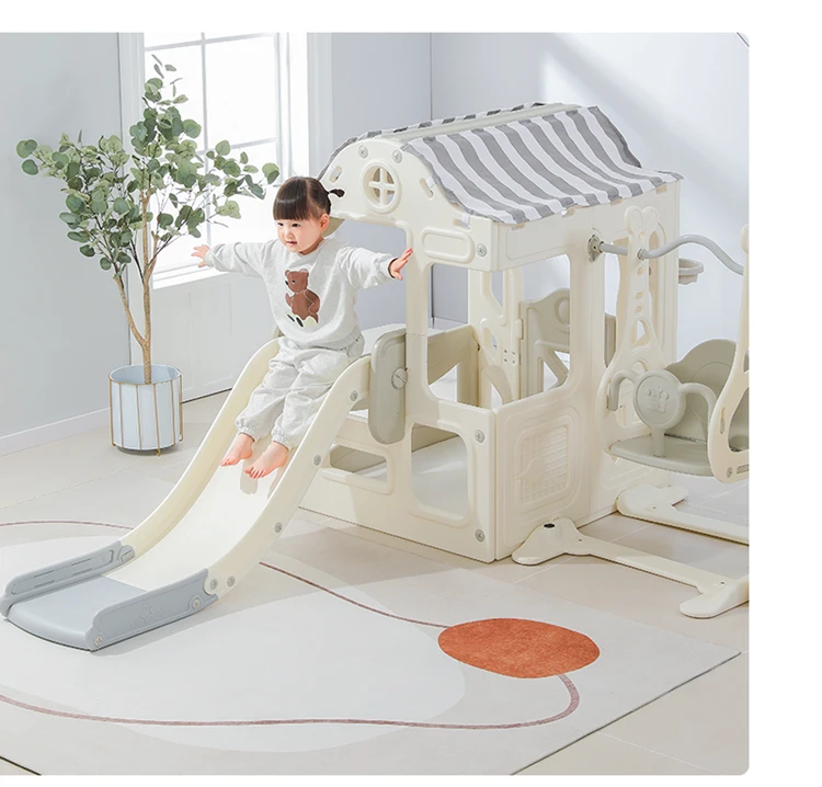 ejiale Toddler playhouse Swing Slide Set Kids Plastic Baby Climber Slide Play Set with Basketball Hoop Outdoor Indoor Playground