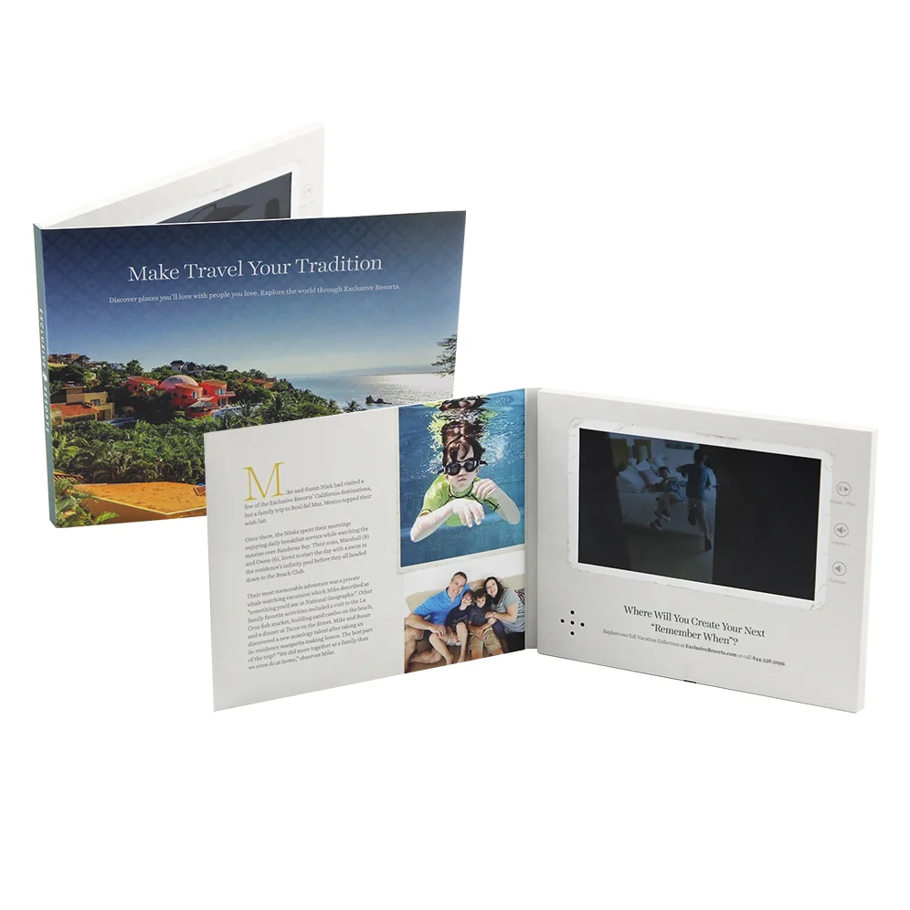Factory Directly advertising gift business promotional items greeting card picture book lcd video mailer