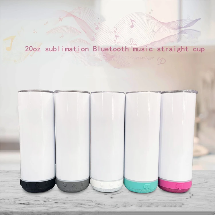 Factory Direct 20 oz Sublimation Glasses Straight Tumbler Cup Smart Water Bottles Wireless Speaker Music Tumbler