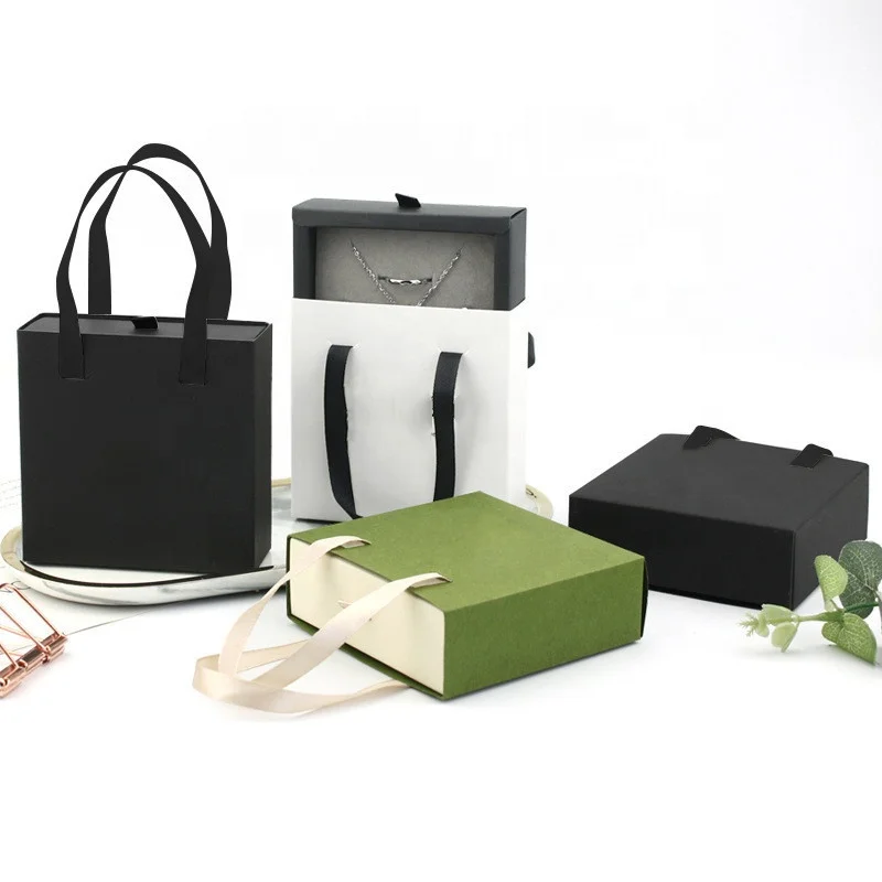 paper sliding drawer gift boxes colorful cute jewelry storage packaging box Gift Box Handle Necklace Jewelry Packaging